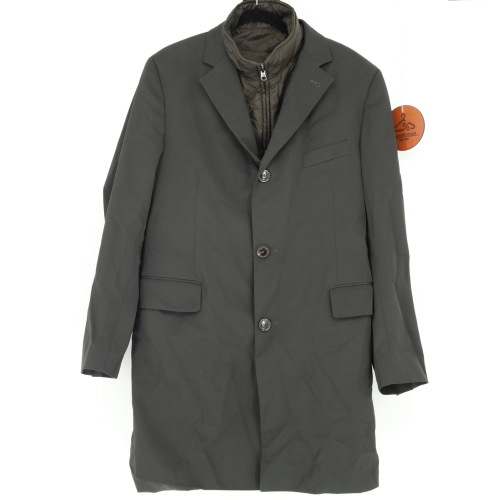 Fay Mens Brown 2-in-1 Overcoat with Removable Quilted Vest Liner Sz Large Italy